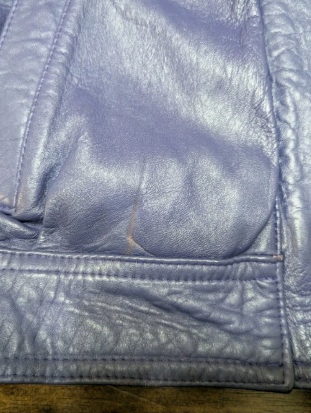 The Old Mill Glen Laine by Bainton Periwinkle, Leather Jacket Bomber Style - M - Picture 3 of 16